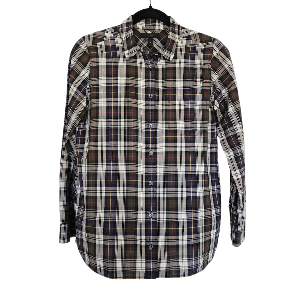 J. Crew Ling Sleeve Button Up Collared Plaid Shirt, 4
